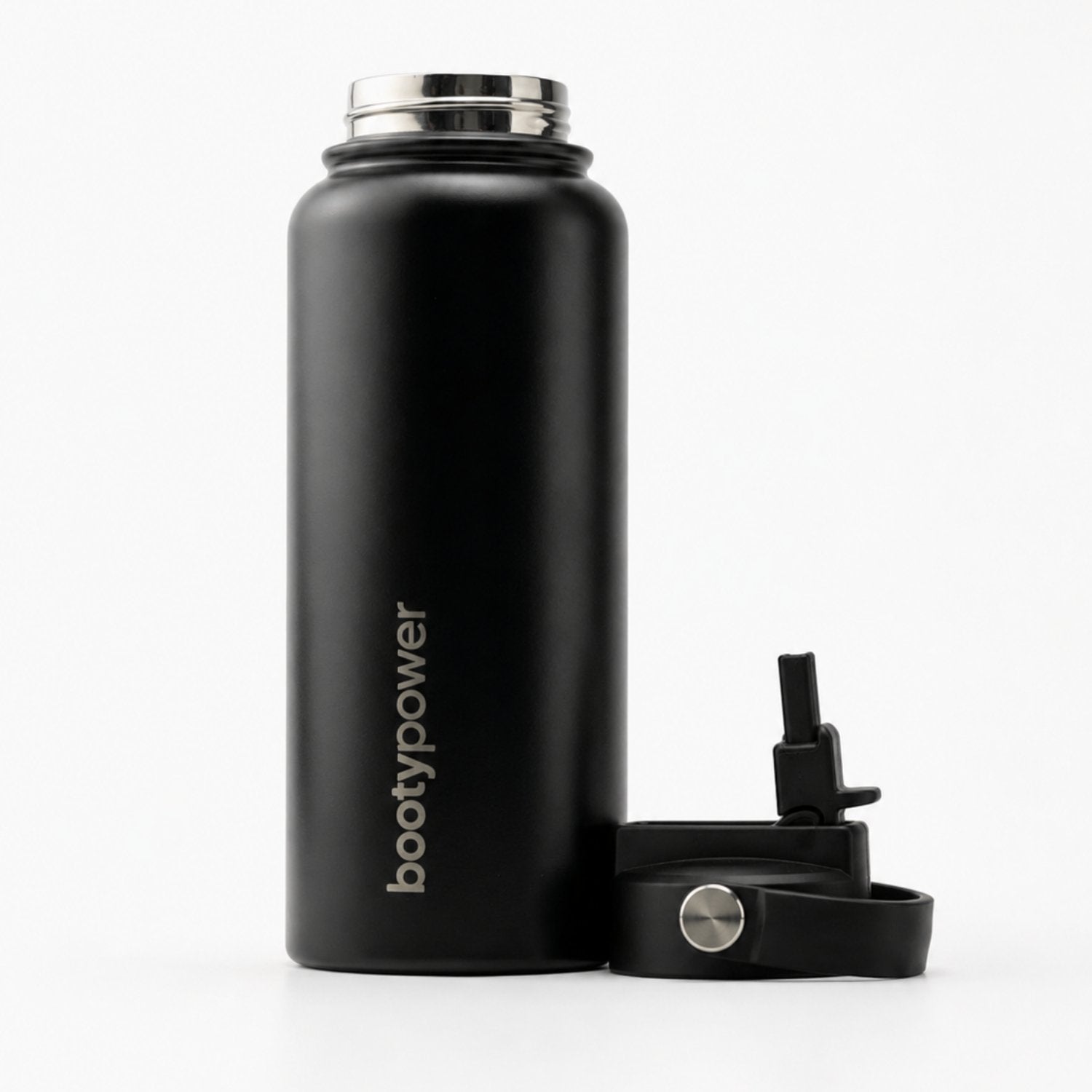 Botella térmica de acero inoxidable negra - 1L