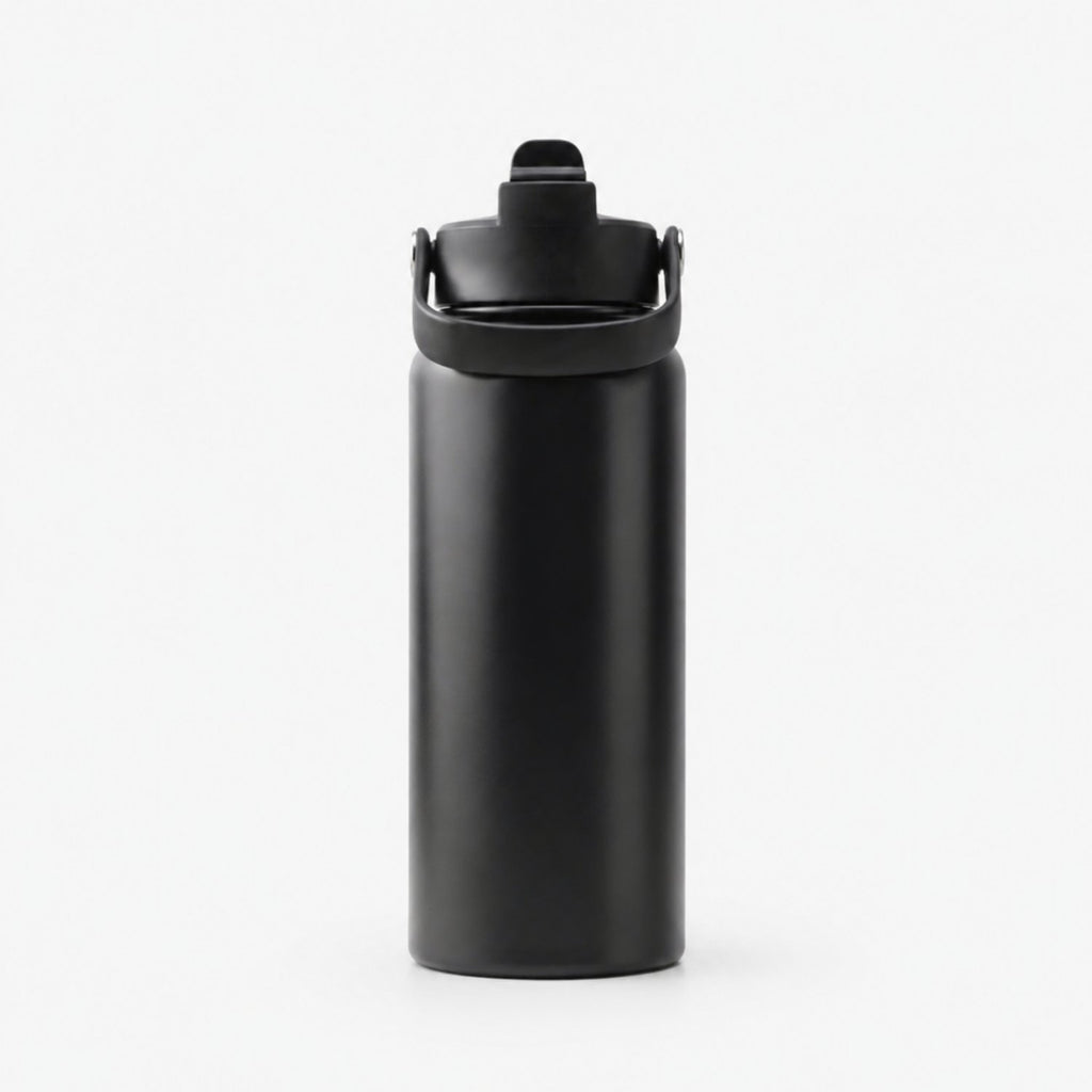Botella térmica de acero inoxidable negra - 1L
